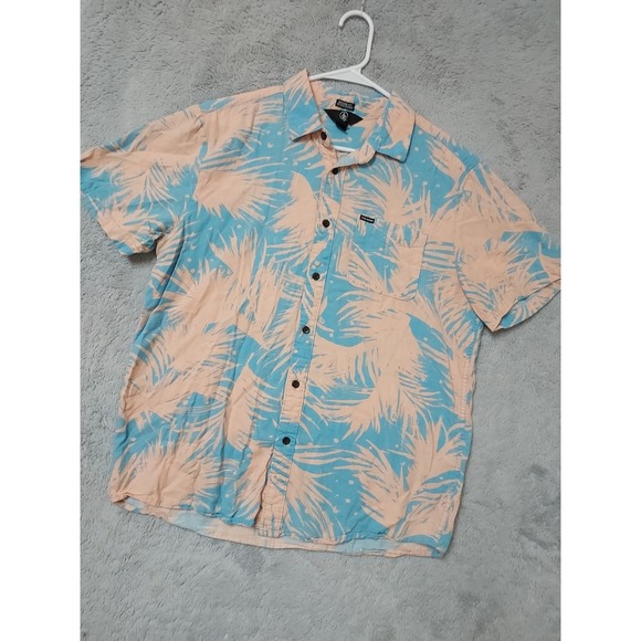 Volcom Other - Volcom Shirt Mens Large Modern Fit Palm Print Rayon Blend Hawaiian Surfer Beach
